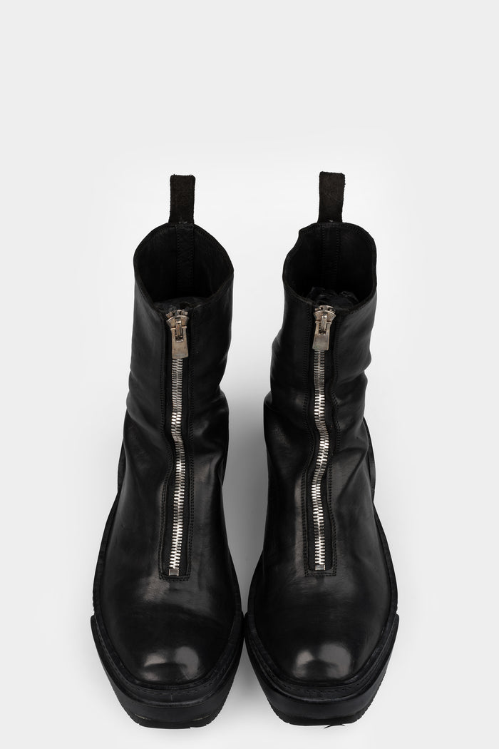 Front zip leather high top sneakers | PLS2