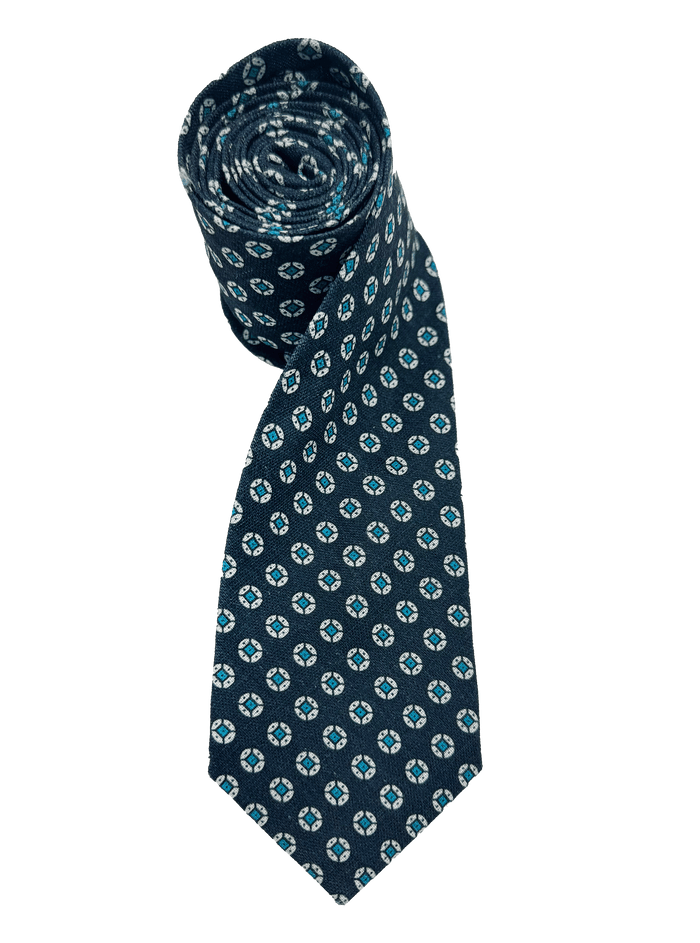 Fulton Navy Medallion Linen Tie