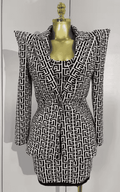 Gabriella Jacquard Long Sleeve Coat and Strapless Bodycon Bandage Mini Dress Set
