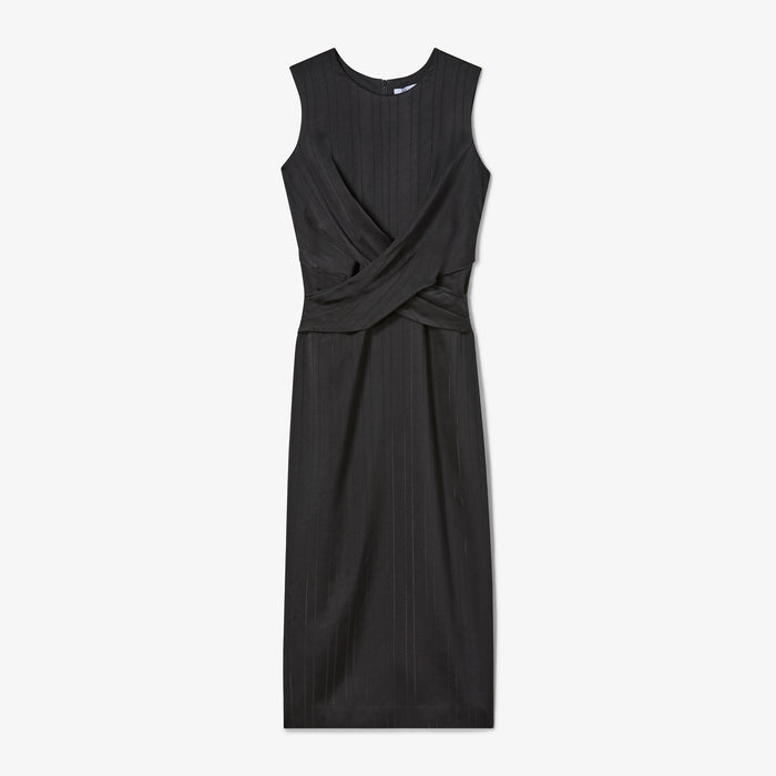 Black sleeveless dress on a white background