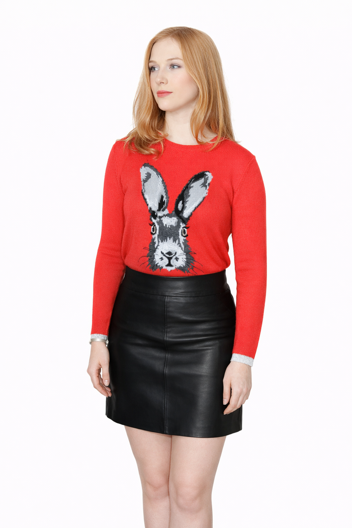 Genuine Lambskin Leather Short Straight Style Leather Skirt