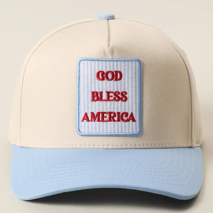 god bless america canvas women's trucker hat seersucker