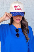 God's Country vintage embroidered cream red and blue patriotic trucker hat