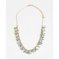 gold turquoise white beaded necklace
