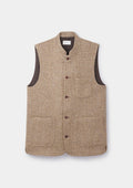 Golden Brown Harris Tweed Nehru Waistcoat, Nehru Waistcoat - SIRPLUS