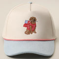 Golden Retriever USA Flag Denim Trucker Hat