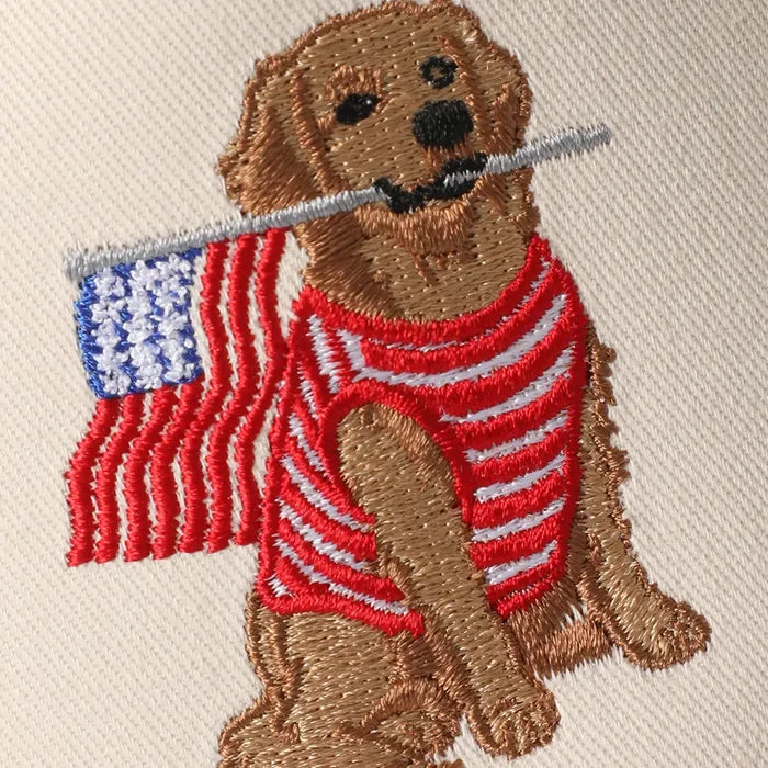 Golden Retriever USA Flag Canvas Trucker Hat
