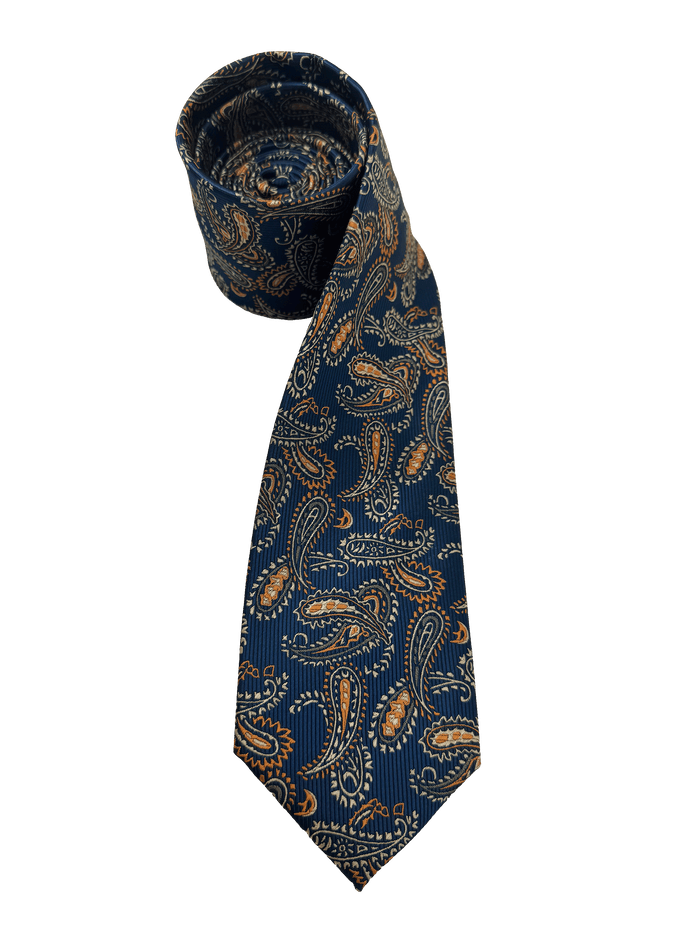 Gramercy Navy Orange Paisley Tie
