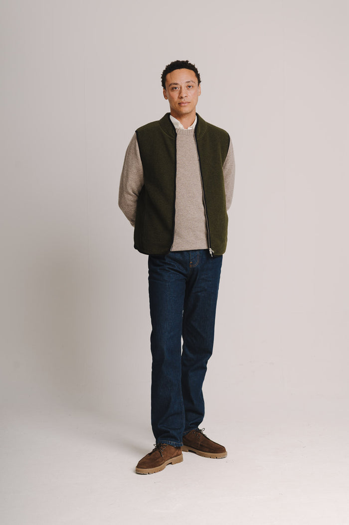 Green Boiled Wool Gilet, Gilet - SIRPLUS