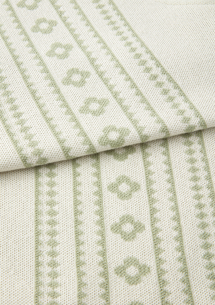 Green Flower Jacquard Polo, Polo Shirt - SIRPLUS