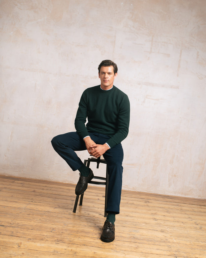Green Lambswool Crew Neck Jumper, Crew Neck Jumper - SIRPLUS