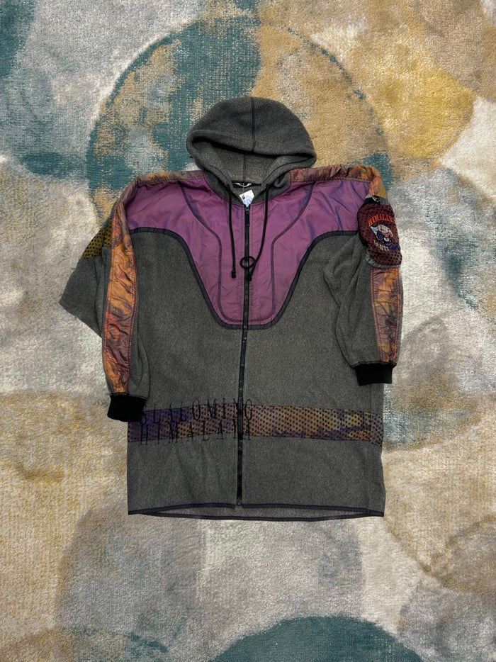 Grey and Purple Retro Fleece Jacket
