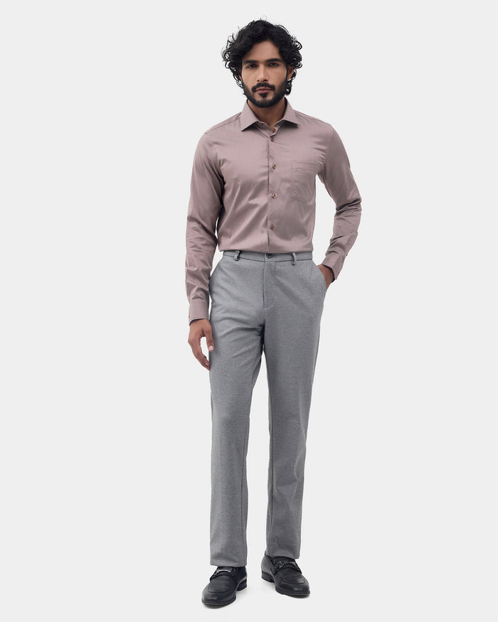 Grey Melange Solid Formal Trouser - Bruce