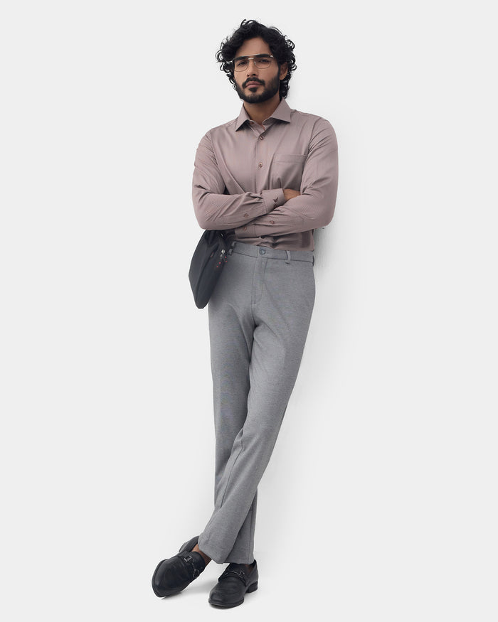 Grey Melange Solid Formal Trouser - Bruce