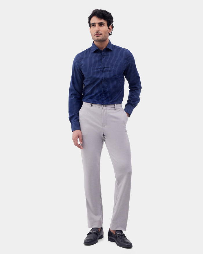 Grey Solid Formal Trouser - Stewart