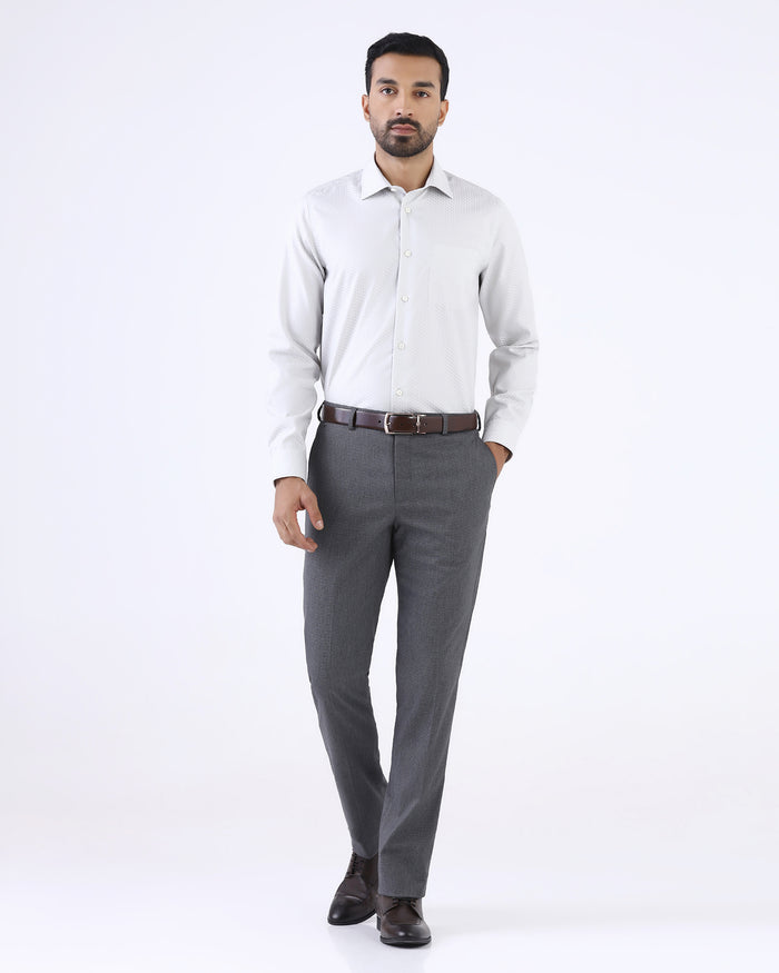 Grey Staples Dobby Formal Trouser - Fredious