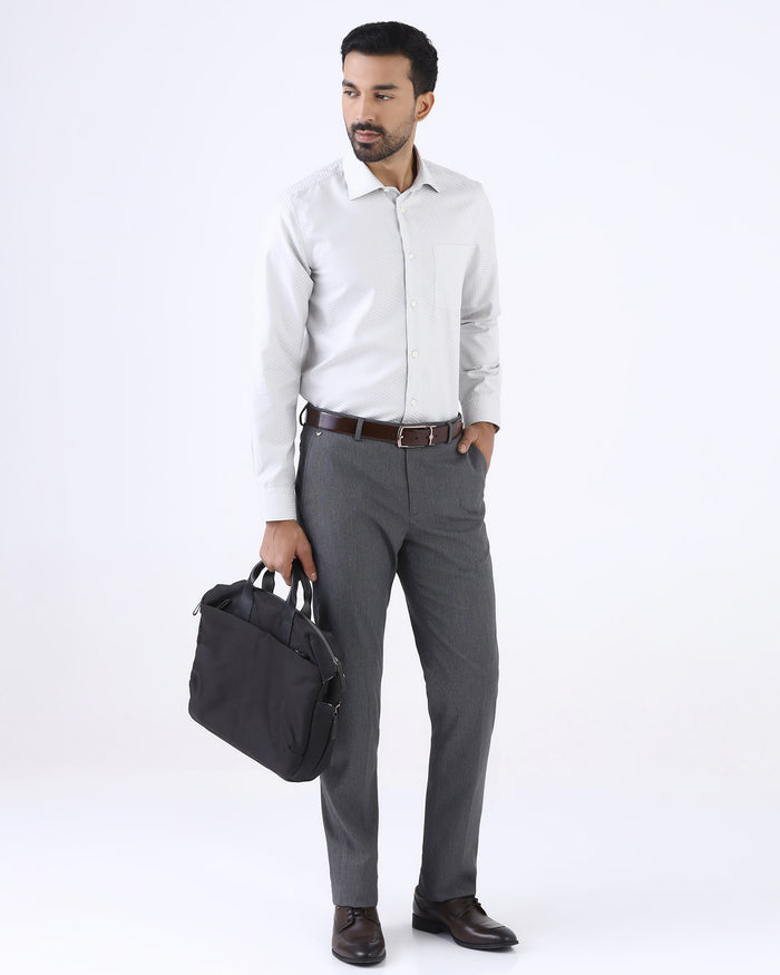 Grey Staples Dobby Formal Trouser - Fredious