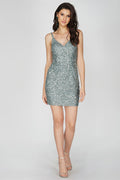 Greyson Teal Sequin Mini Dress