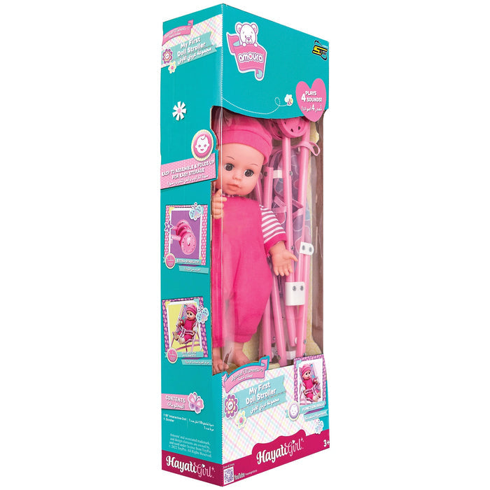 Hayati Baby Amoura My First Doll Stroller 14 Inch Battery Operated