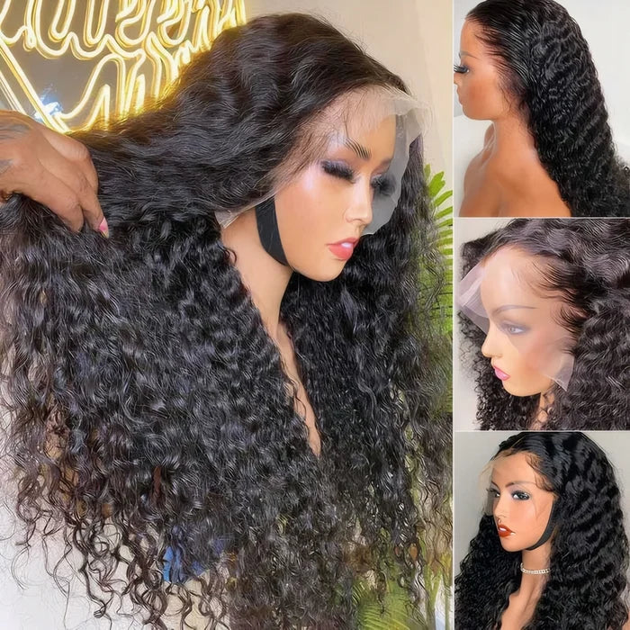 30 inch HD lace 13x4 human hair pre-plucked deep wave water wave lace front wig made with 100% Brazilian human hair.