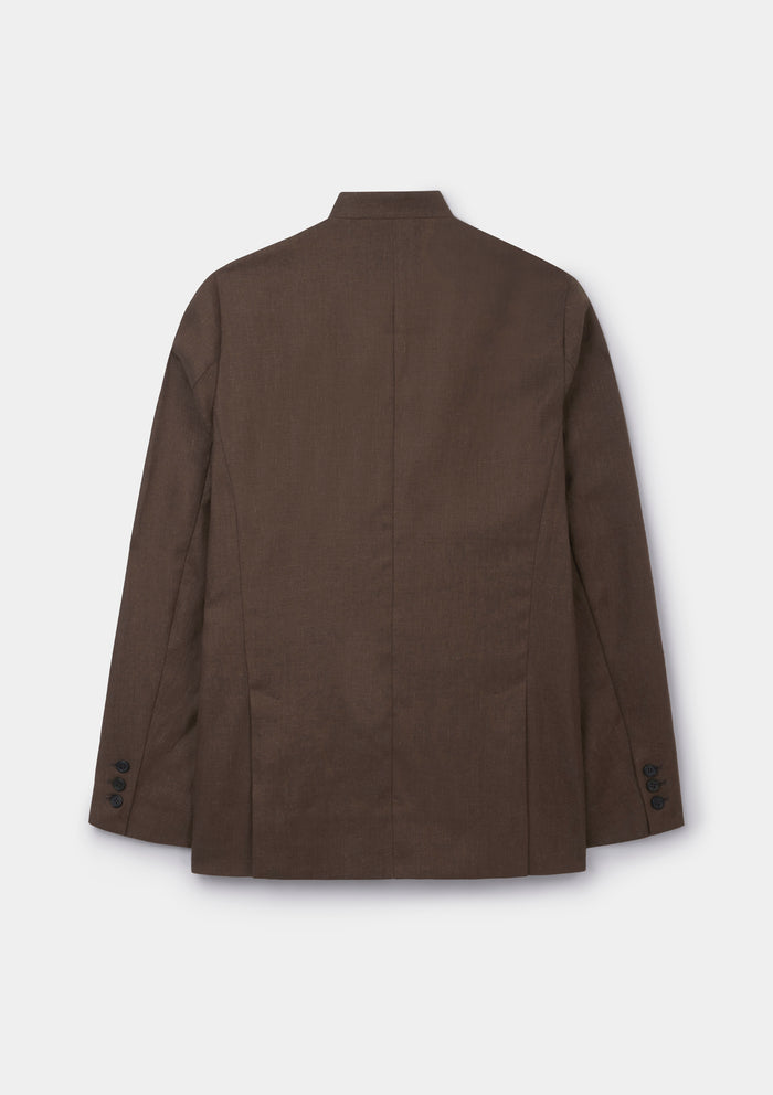 Hickory Brown Linen Nehru Jacket, Nehru Jacket - SIRPLUS