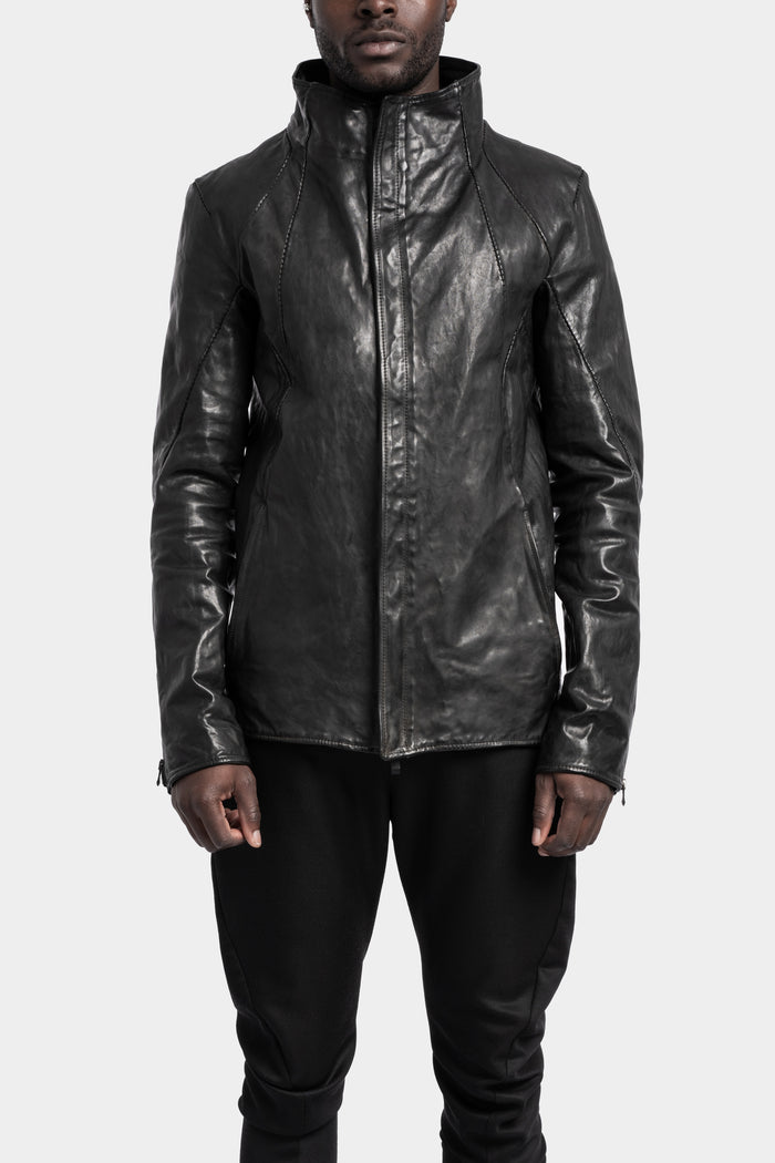 Incarnation | High neck hidden zip leather jacket