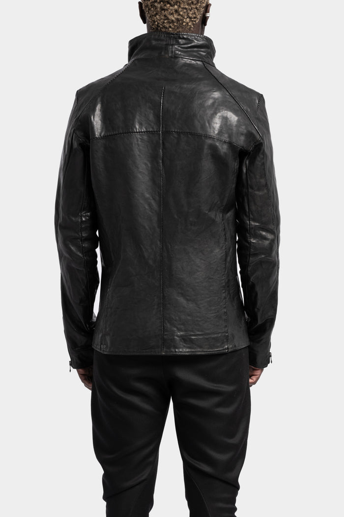 Incarnation | High neck hidden zip leather jacket