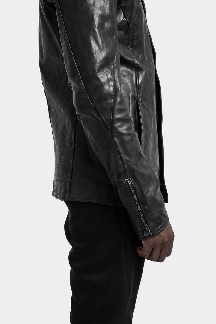 Incarnation | High neck hidden zip leather jacket