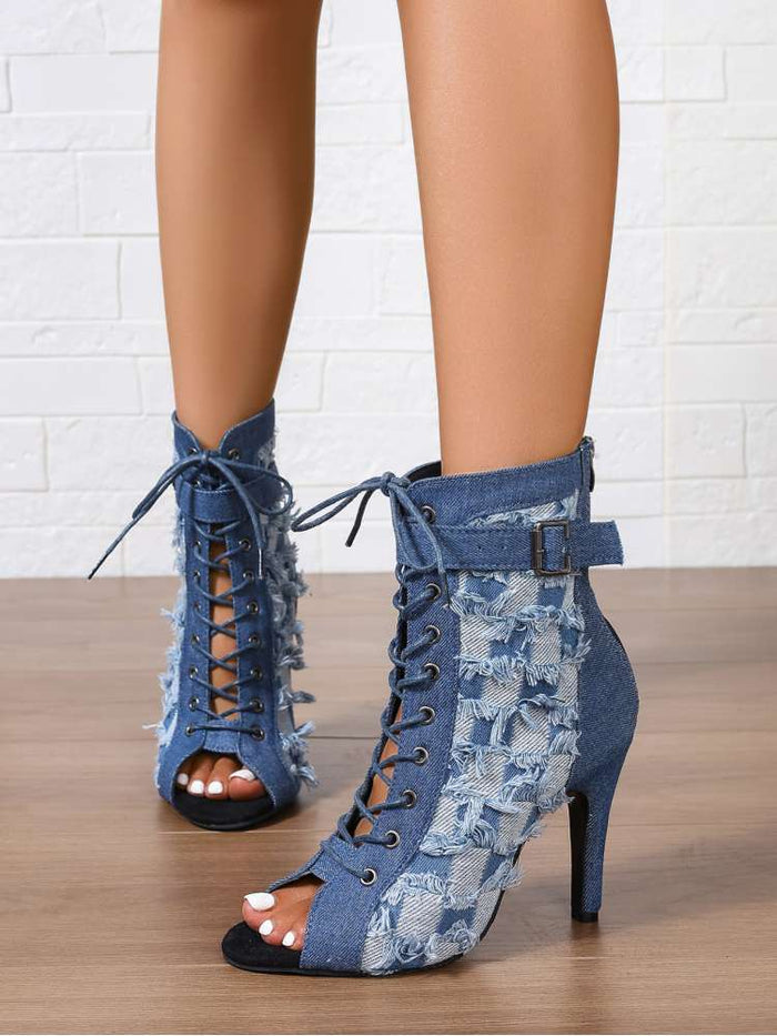 Hollow-out Thin Heels Boots