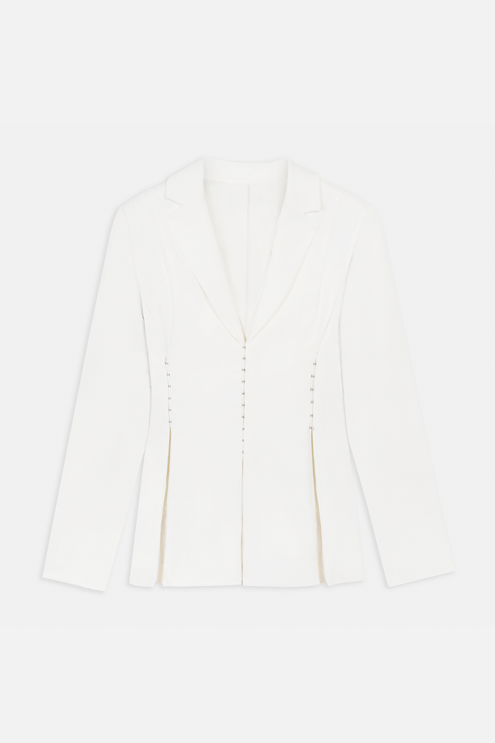 Hook & Eye Hourglass Blazer - White