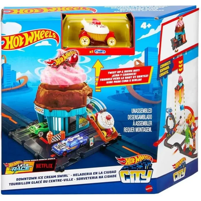 Hot Wheels City Downtown Ice Cream Shop Playset
