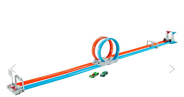 Hot Wheels Double Loop 2 Diecast Dash Track Set Toy Cars