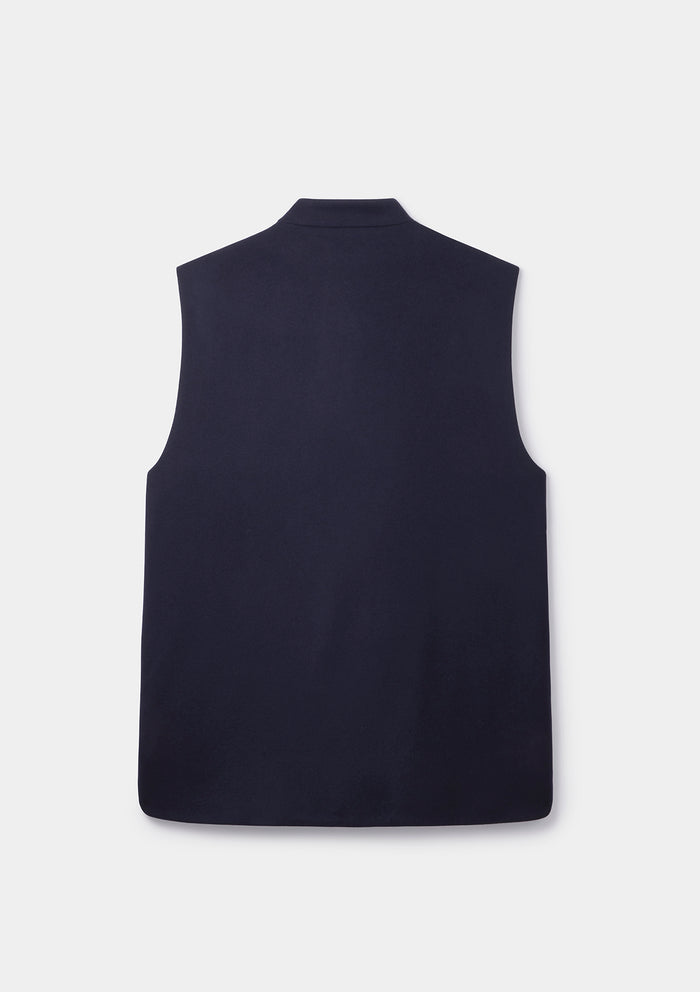 Ink Navy Classic Wool Cashmere Nehru Waistcoat, Nehru Waistcoat - SIRPLUS