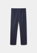 Navy Cotton Linen Drawstring Trousers, Casual Trousers - SIRPLUS