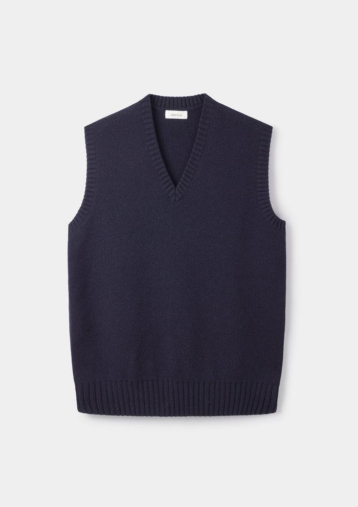 Ink Navy Lambswool Vest by SIRPLUS