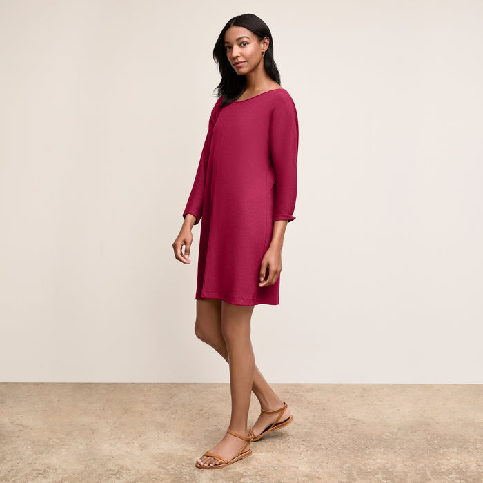 Front image of a woman wearing The Ivana Dress-Ribbed Pima Modal :: Dark Fuschia | Lead