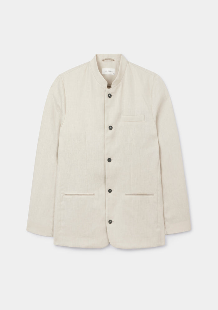 Ivory Linen Nehru Jacket, Nehru Jacket - SIRPLUS