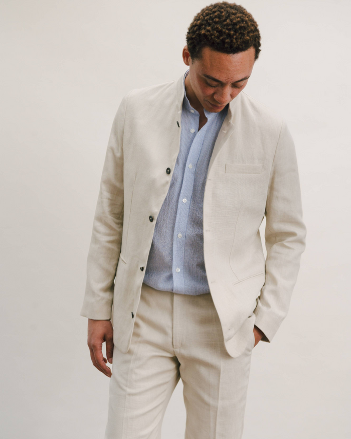 Ivory Linen Nehru Jacket