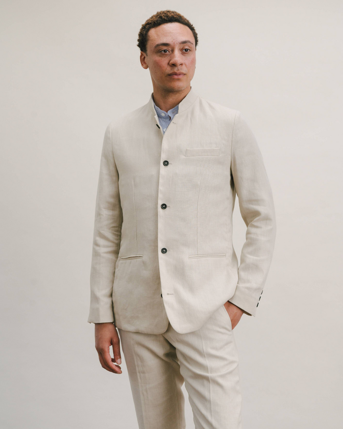 Ivory Linen Nehru Jacket