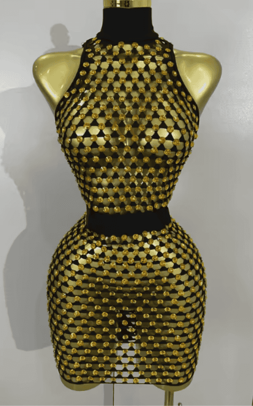 Jane Sparkly Diamond Sheer Mesh Bodycon Mini Dress