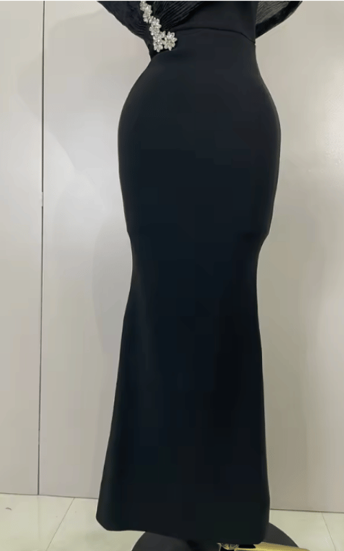 Janiya off shoulder beaded bodycon bandage maxi dress for women. Elegant luxury dress for evening parties, birthdays, and club events.