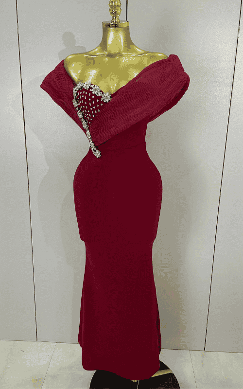 Janiya off shoulder beaded bodycon bandage maxi dress for women. Elegant luxury dress for evening parties, birthdays, and club events.