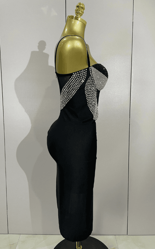 Sparkly Rhinestone Mesh Bodycon Evening Party Dress With Sheer Illusion Fabric