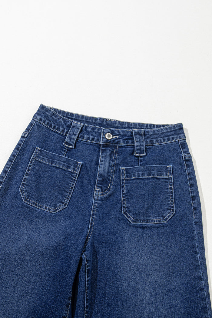 Jean taille haute bleu voile à poches larges