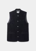 Jet Black Velvet Nehru Waistcoat by SIRPLUS