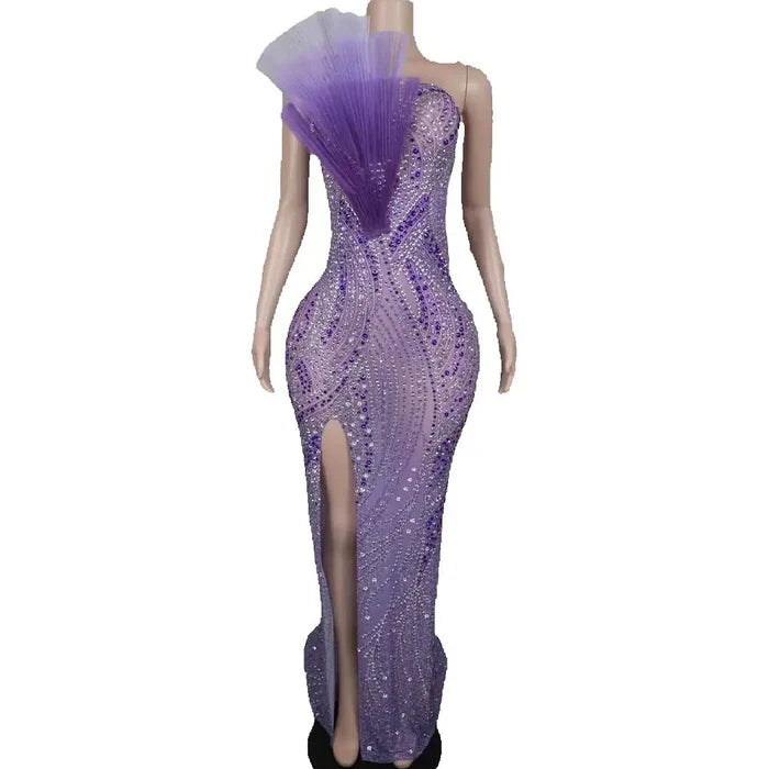 Kalea luxurious rhinestone floor-length prom dress.
