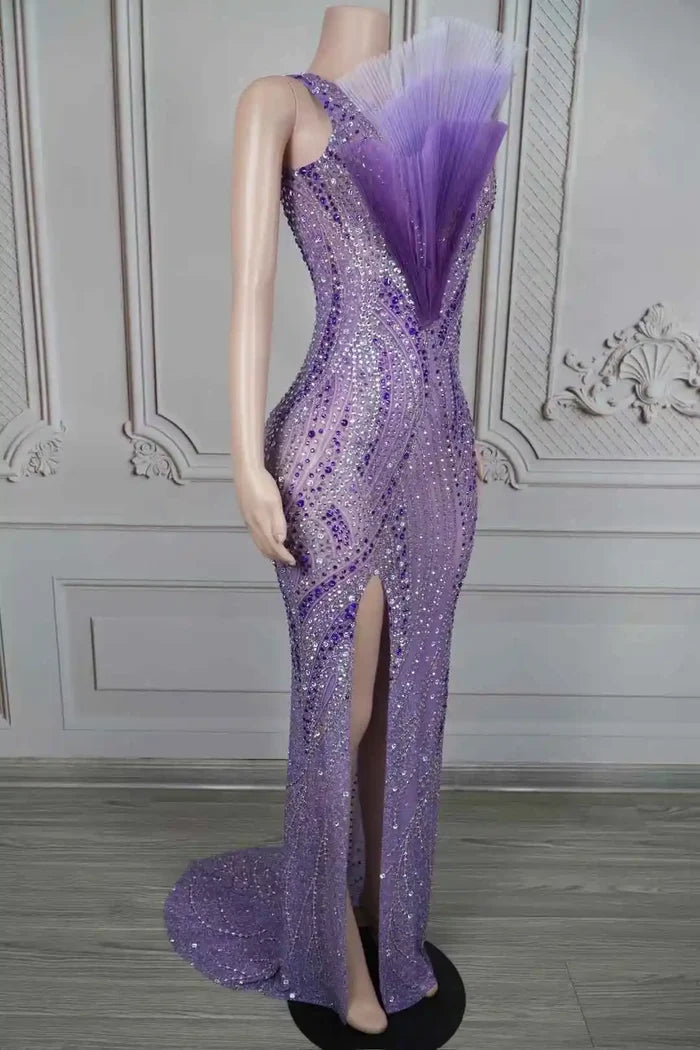 Kalea luxurious rhinestone floor-length prom dress.