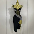 Kamila sparkly rhinestone mesh evening party dress for women, perfect for DJs, singers, and nightclub events.