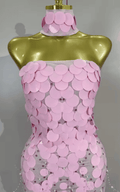 Karina Sparkly Pink Sequin Rhinestone Strapless Maxi Long Dress