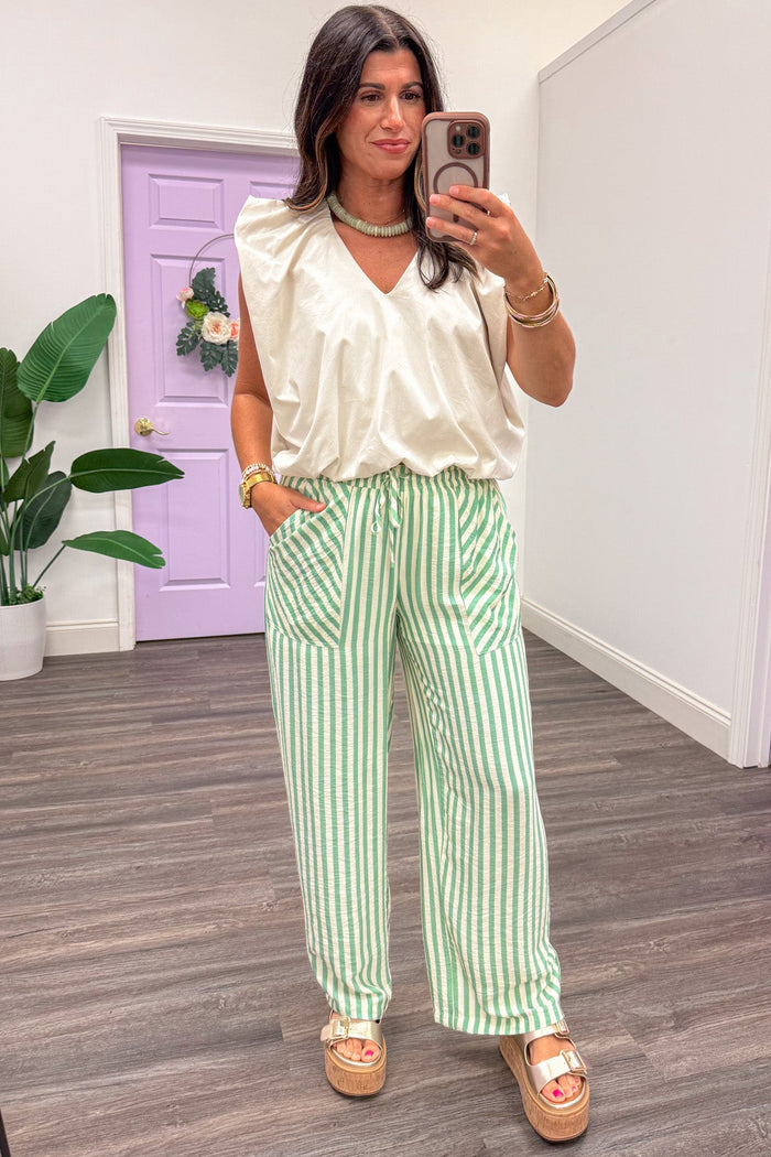 solid khaki flutter sleeve bubble bottom hem v neckline semi-cropped poplin top